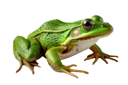 Green frog sitting isolated on transparent background
