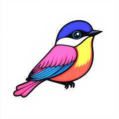 Obraz premium Colorful Cartoon Bird Illustration with Vibrant Feathers and Playful Design