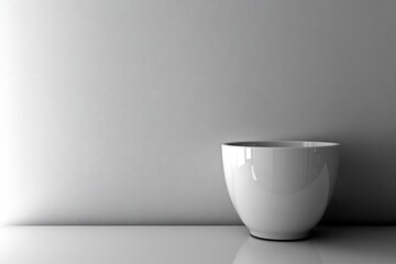 Empty white bowl against a neutral background