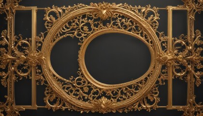 Intricate gold filigree frame, delicate accents ,  ornate frame,  rich details
