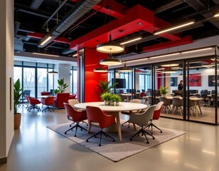 Fototapeta premium an open office space with modern design elements