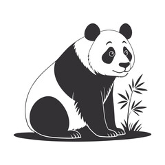 Cute Sitting Panda Bear Cartoon Illustration