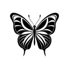 black butterfly silhouette minimalist vector