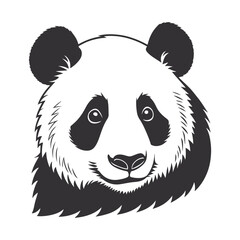 Black and White Panda Face Illustration – Cute and Fuzzy Look