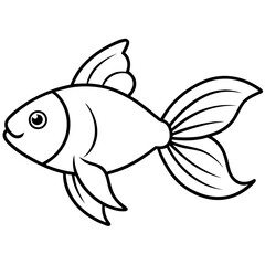 Goldfish vector line art on white background