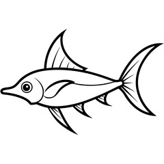 Swordtail  vector line art on white background