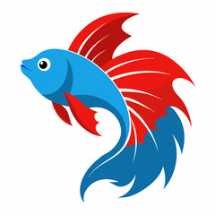 Siamese Fighing fish vector on white background