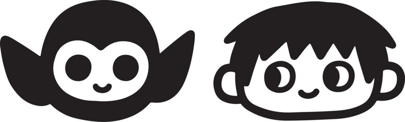 black silhouette of a fanny cartoon faces 