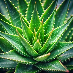 Close-up of fresh aloe vera leaves with visible gel and intricate vein patterns, designed to illustrate the plant&rsquo;s healing properties for health-focused visual content