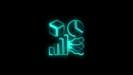 Animated neon graphics illustrating data analysis and information processing concepts - Powered by Adobe