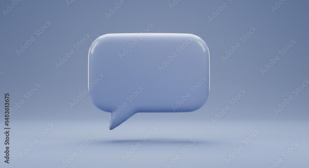 Poster 3d render smooth blue speech bubble communication concept digital message blank chat icon empty