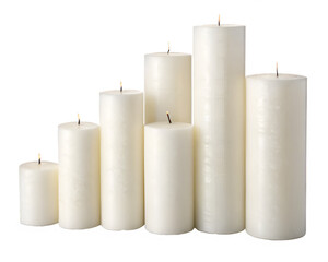 White candles set isolated on white background
