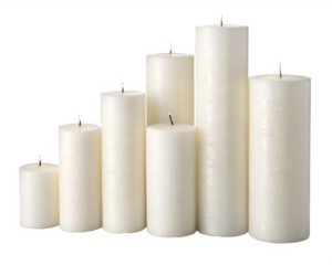 White candles set isolated on white background