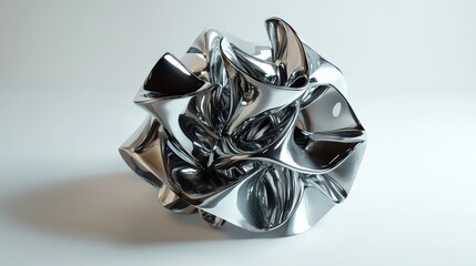 Abstract metallic sculpture with flowing, dynamic form.