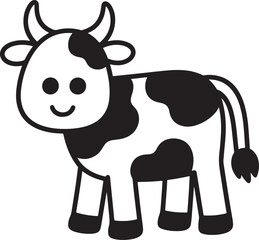 funny cow cartoon vector Silhouette 
