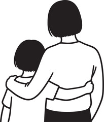 Son and Mon love icon vector Silhouette