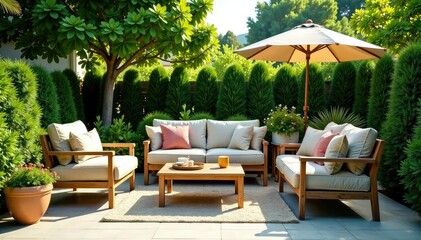 Obraz premium Relaxing patio furniture set, perfect for outdoor entertaining Enjoy the summer breeze , sofa, design