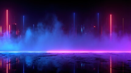 Neon Cityscape Reflection: Cyberpunk Night