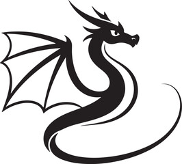 black and white dragon vector Silhouette