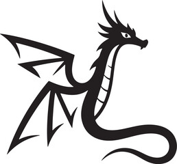 black and white dragon icon Silhouette