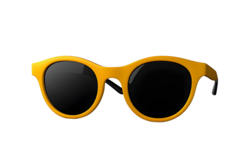 3D illustration yellow fashion sunglasses and black lens optic isolated on transparent background