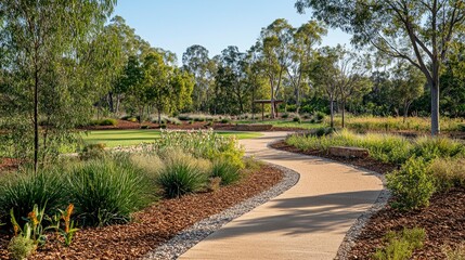 Serene Winding Path Through a Lush Australian Native Garden