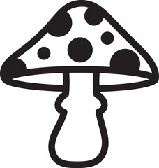 Forest mushroom vector line icon silhouette