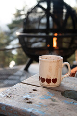 cup of coffee on a wooden table
