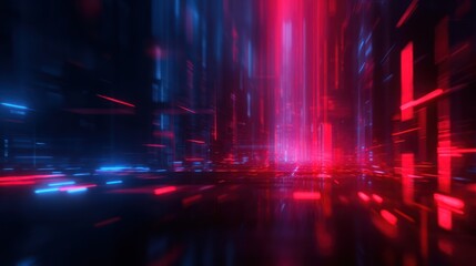 Fototapeta premium Neon Cityscape: A Futuristic Digital Highway