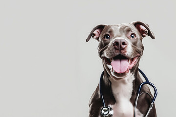 Dog with stethoscope, animal therapy concept