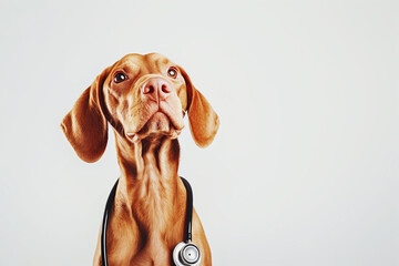 Dog with stethoscope, animal therapy concept