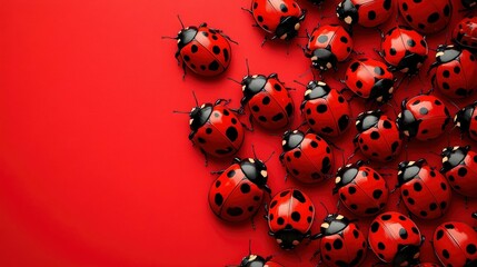 A Swarm of Ladybugs on a Red Background