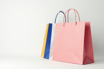 Stylish reusable shopping bag, white backdrop, shopping bag, tote, handle