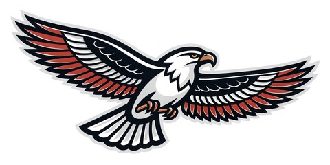 Obraz premium Illustration Osprey in Flight, Red and White Wing Design, Bird Mascot Concept, Eagle, Osprey Osprey, Mascot