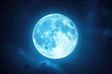Full blue moon in the night sky