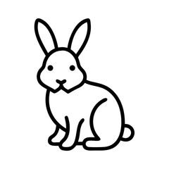 Obraz premium Minimalist black outline vector icon of a rabbit with long ears, symbolizing animals, nature in a clean and simple design.