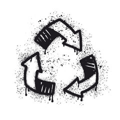 Vector illustration of recycling symbol, hand drawn in graffiti style