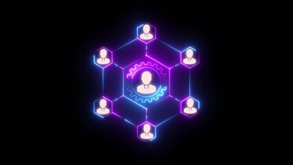 Digital network connecting people globally Icon of People World Wide Connected Social Network Business Relations concept, connections between stakeholders in the process of businesses. - Powered by Adobe