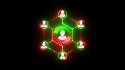 Digital network connecting people globally Icon of People World Wide Connected Social Network Business Relations concept, connections between stakeholders in the process of businesses. - Powered by Adobe