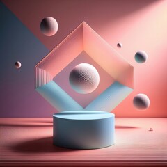 Fototapeta premium Abstract Pastel Geometric Podium for Branding Product Presentation and Display