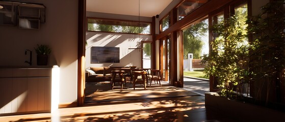 Single-family home with a living room captured in natural daylight, showing modern architecture, detailed textures, and clean surroundings.