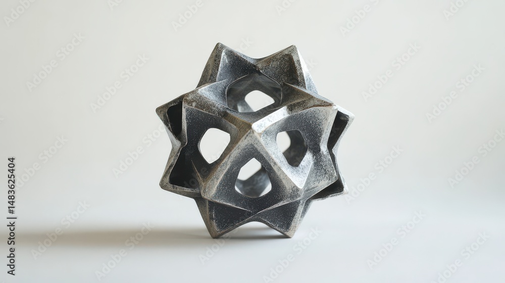Poster abstract geometric sculpture design, showing intricate patterns.