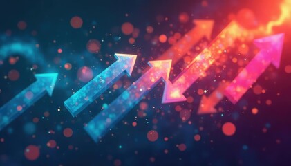 Abstract blurred background with dynamic arrows pointing in various directions , pointing, arrows