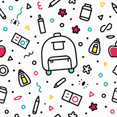 Back to school pattern with various school supplies