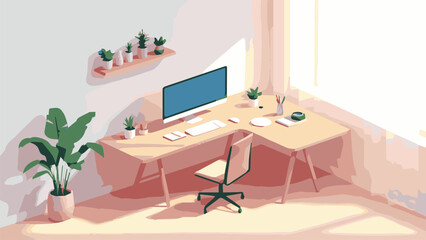 office environment vector illustration, work from home, workplace