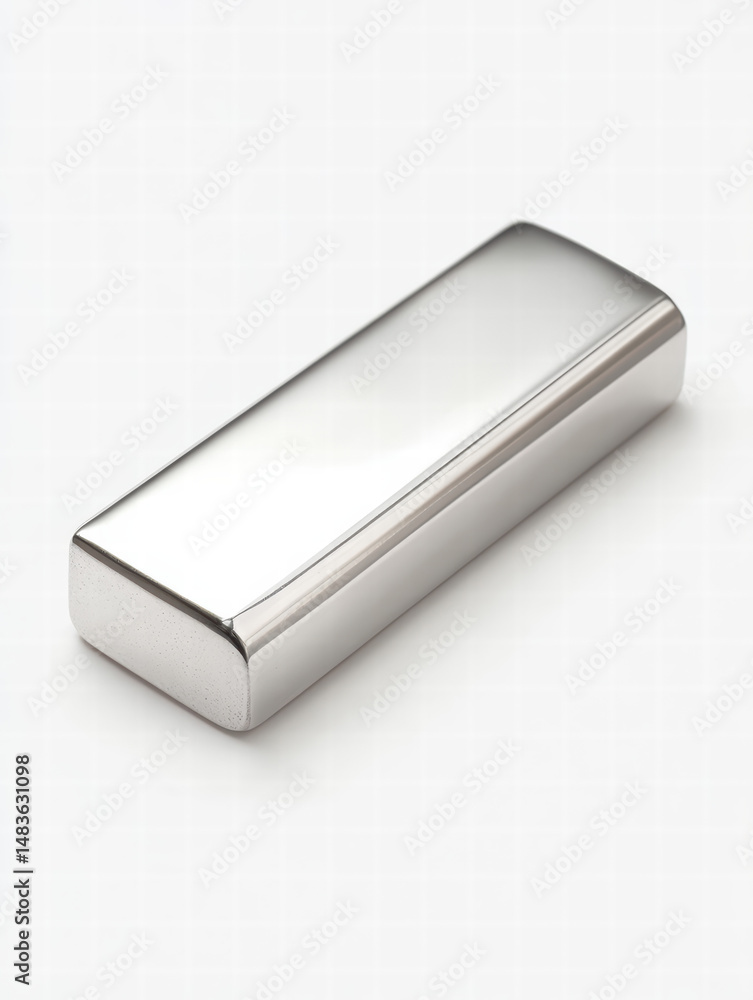 Poster metallic block: a gleaming rectangular block in a minimalist style, embodying the essence of precisi