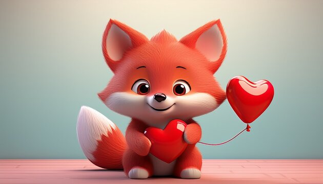 Chibi-Fuchs mit Herzballon