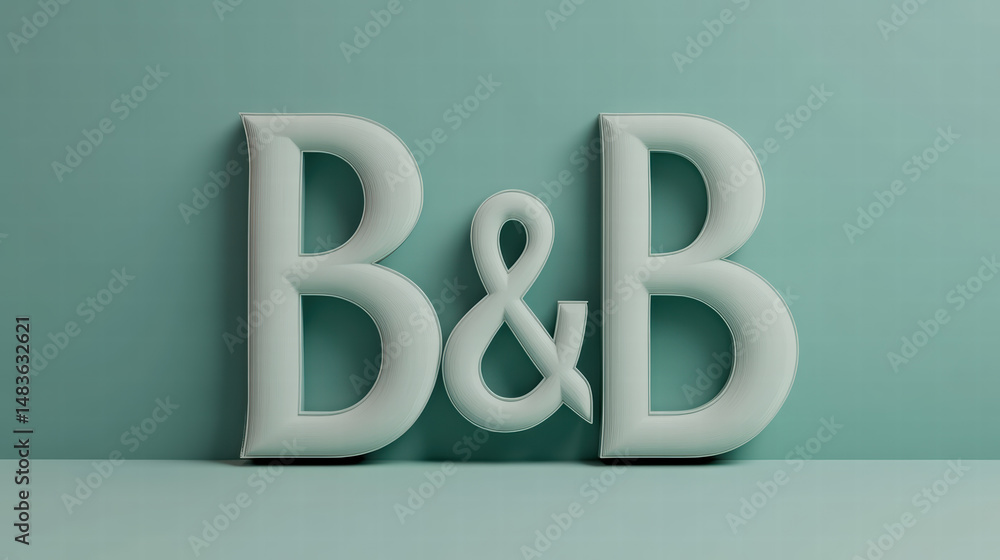 Poster b&b: the artistic and minimal three-dimensional letters 