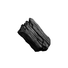 Isolated Piece of Charred Wood, Dark Gray Grainy Texture, Realistic 3D Render, PNG, No Background,  High-Resolution Image Ideal for Design Projects and Digital Art