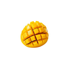 Ripe and Juicy Mango, Peeled and Cubed, Isolated on Transparent Background:  Perfect for Tropical Food Design and Culinary Illustrations